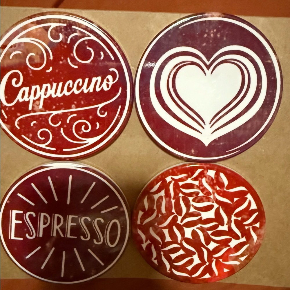 Red and White Coffee Coasters Set